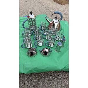 Alessi 18/10 Italy Tea Coffee Set Kettle French Press Cups Sugar Creamer